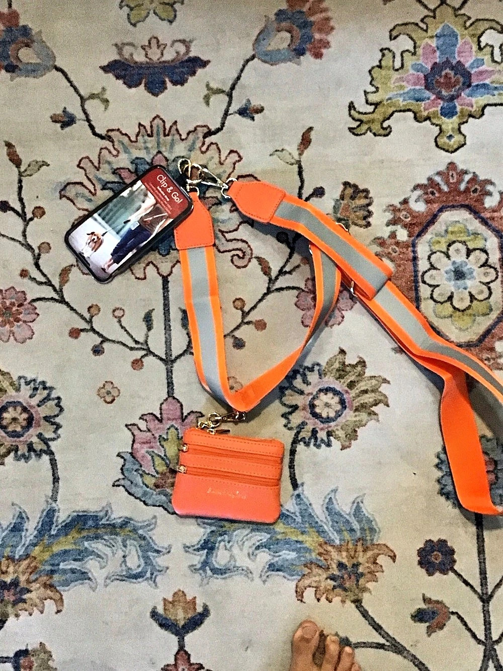 Spartina 449 Clip & Go Reflective Strip Crossbody Phone Carrier Reflective Phone